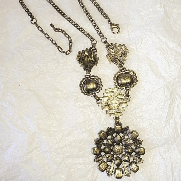 SOUTHWESTERN STYLE TURQUOISE AQUA & RHINESTONE STATEMENT NECKLACE - Picture 4 of 6